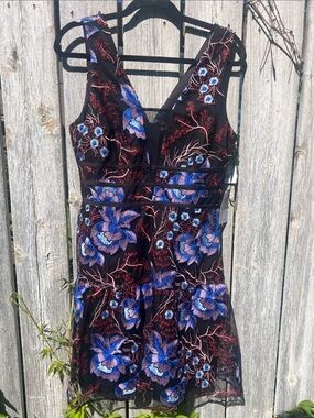 harlyn embroidered cocktail dress Harlyn | Dresses | Harlyn Colorblock Mini Womens Cocktail Dress Xs 0 Silk  Adjustable Straps